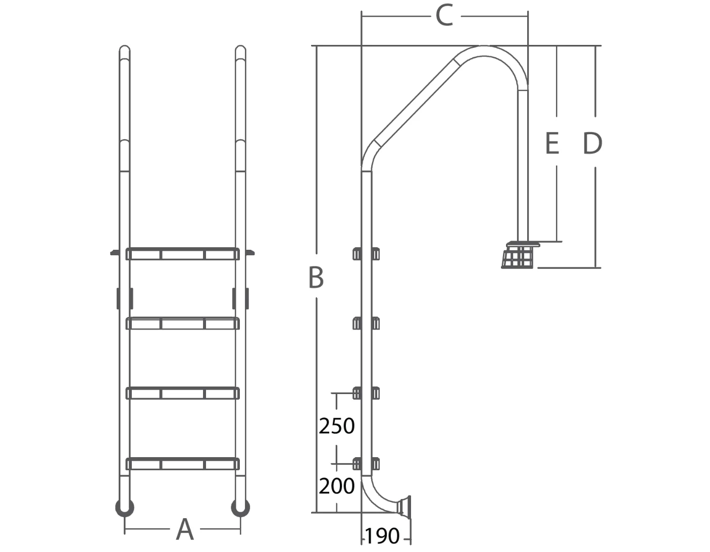 Dimensions de la série d`échelles Fenix FLST